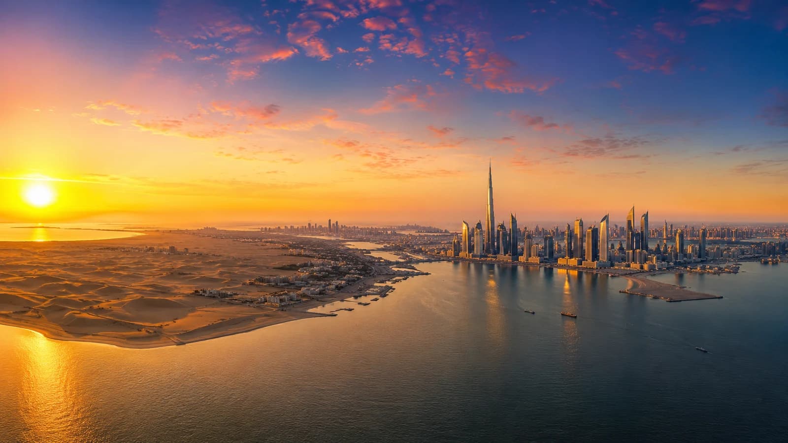Modern UAE mainland business skyline across the Arabian Gulf