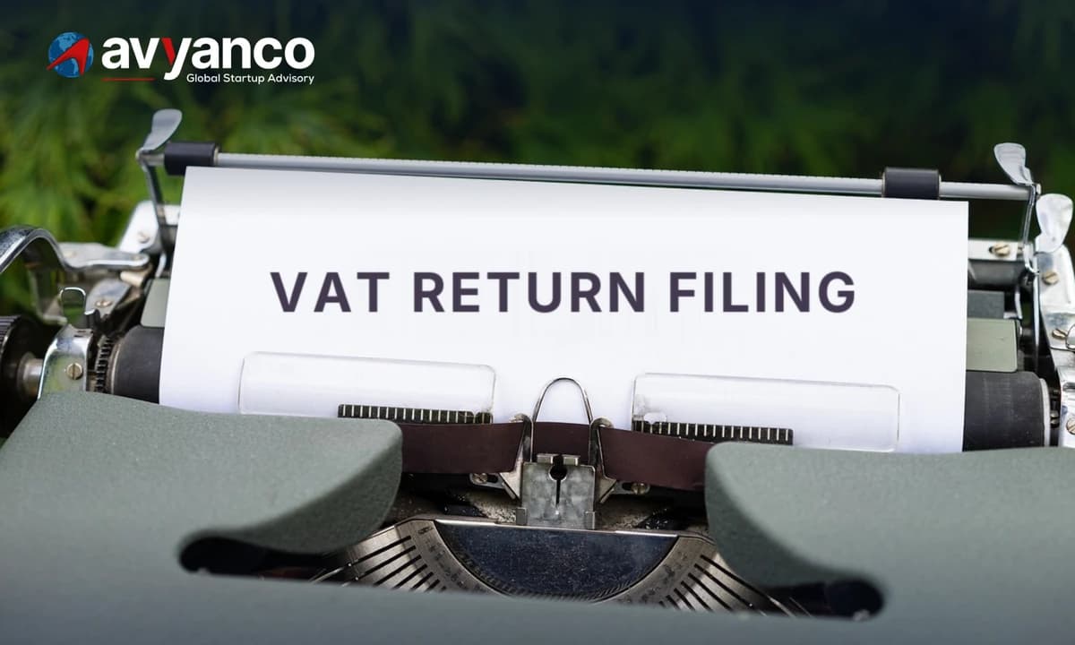 Typewriter with a sheet reading VAT return filing, for Avyanco UAE VAT return filing services
